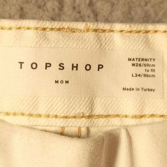 Topshop Womens Mom Jeans White Stretch Pull On Mid Rise Maternity 26 New - Picture 9 of 11